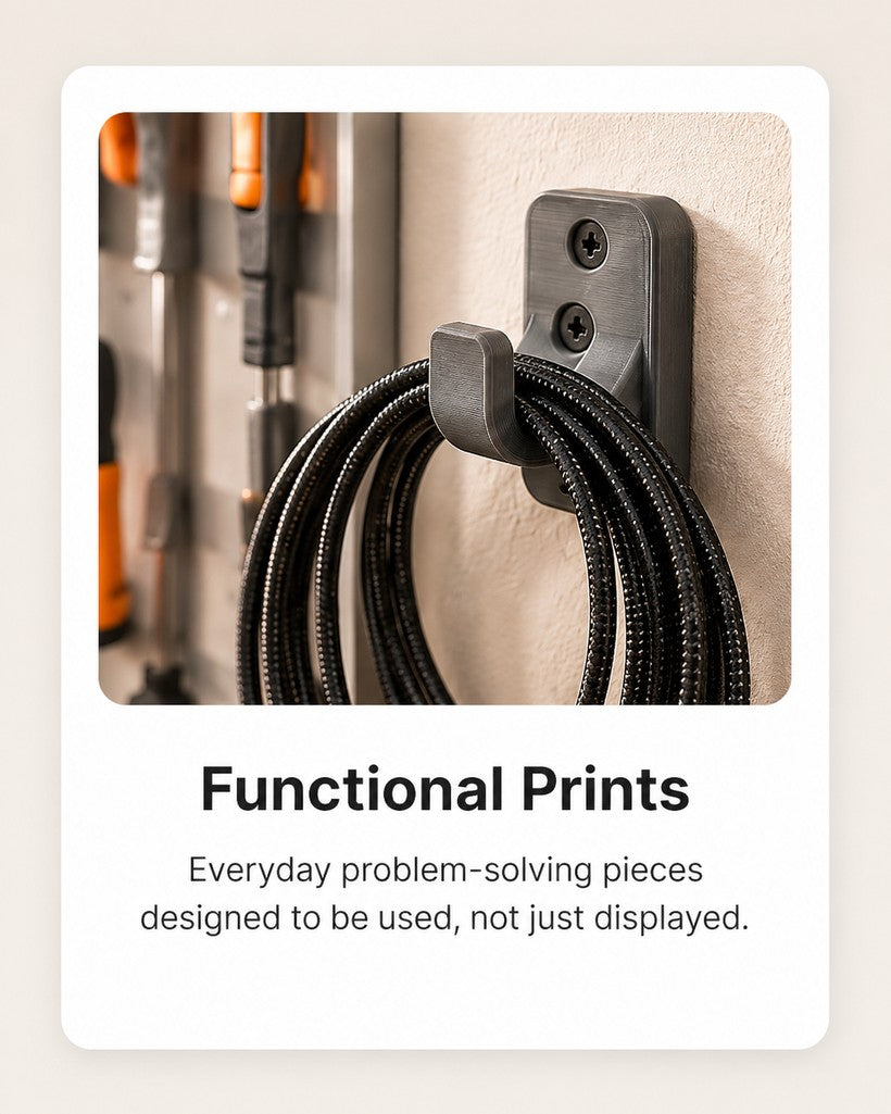 Functional Prints — Everyday problem-solving pieces designed to be used, not just displayed.